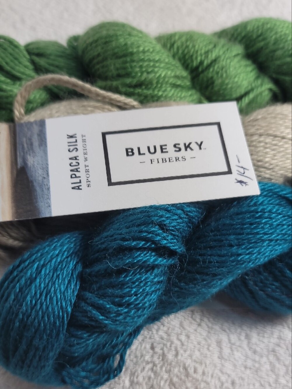 Blue Sky Fibers 3-Skein Yarn Set — Green, Natural, Teal - NWT - Picture 2 of 9